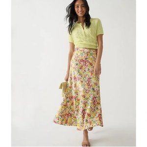 J Crew Flared Slip Skirt in Painterly Floral - Sz Small